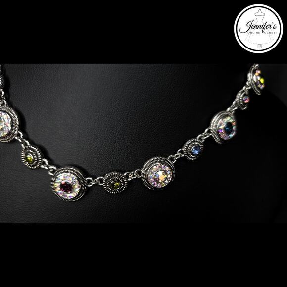 Lia Sophia "Pretty Please" Colorama Silver Cut Crystal Earring & Necklace Set - Picture 4 of 14